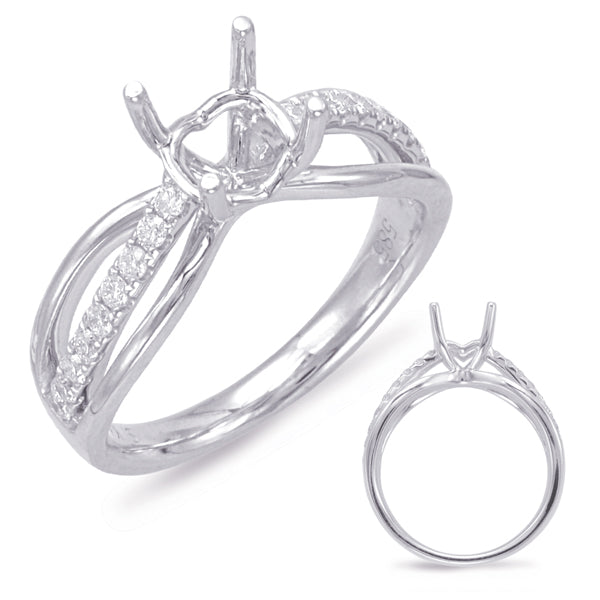 This Engagement Ring  is available in 14K White Gold. There are a total of 18 stones. There are Rounds with a total carat weight of 0.24 set in a Micro Prong setting.