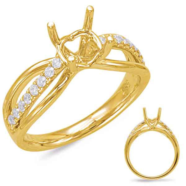 This Engagement Ring  is available in 14K Yellow Gold. There are a total of 18 stones. There are Rounds with a total carat weight of 0.24 set in a Micro Prong setting.