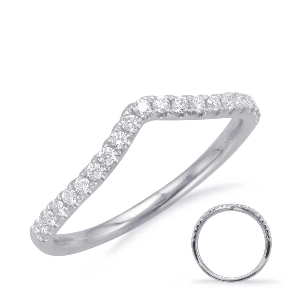 This Band is available in 14K White Gold. There are a total of 21 stones. There are Round with a total carat weight of 0.21 set in a Micro Prong setting.