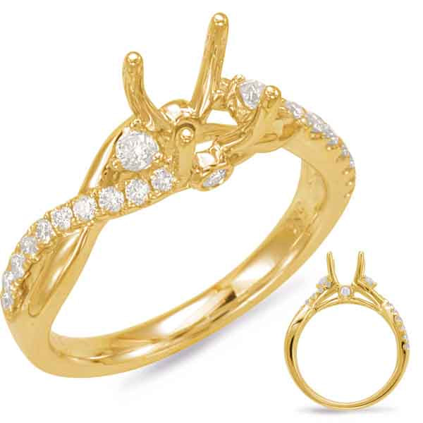 This Engagement Ring  is available in 14K Yellow Gold. There are a total of 24 stones. There are Rounds with a total carat weight of 0.36 set in a Bezel Set|Micro Prong|Prong Set setting.
