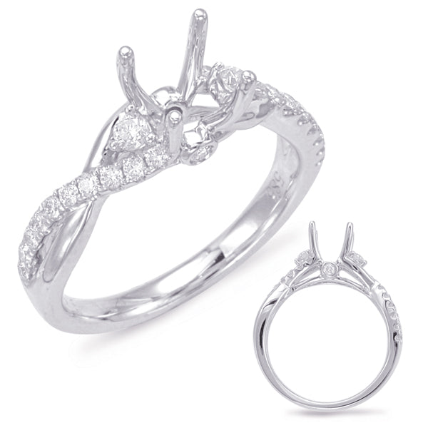 This Engagement Ring  is available in 14K White Gold. There are a total of 24 stones. There are Rounds with a total carat weight of 0.25 set in a Bezel Set|Micro Prong|Prong Set setting.