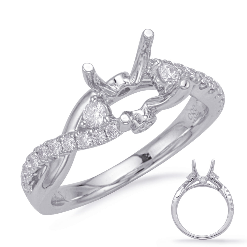 This Engagement Ring  is available in 14K White Gold. There are a total of 24 stones. There are Rounds with a total carat weight of 0.39 set in a Bezel Set|Micro Prong|Prong Set setting.