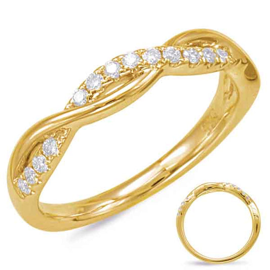 This Band is available in 14K Yellow Gold. There are a total of 18 stones. There are Round with a total carat weight of 0.21 set in a Micro Prong setting.