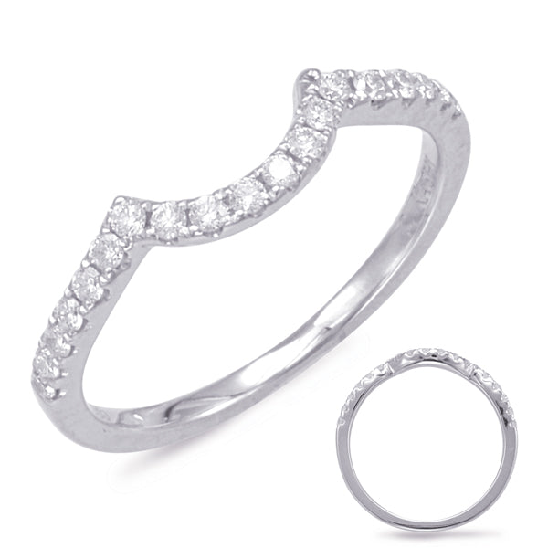 This Band is available in 14K White Gold. There are a total of 25 stones. There are Round with a total carat weight of 0.13 set in a Micro Prong setting.