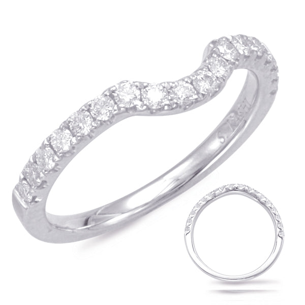 This Band is available in 14K White Gold. There are a total of 18 stones. There are Round with a total carat weight of 0.33 set in a Prong Set setting.