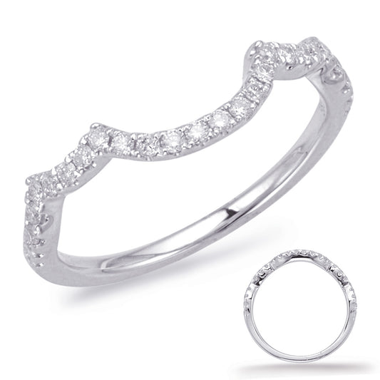 This Band is available in 14K White Gold. There are a total of 26 stones. There are Round with a total carat weight of 0.23 set in a Micro Prong setting.
