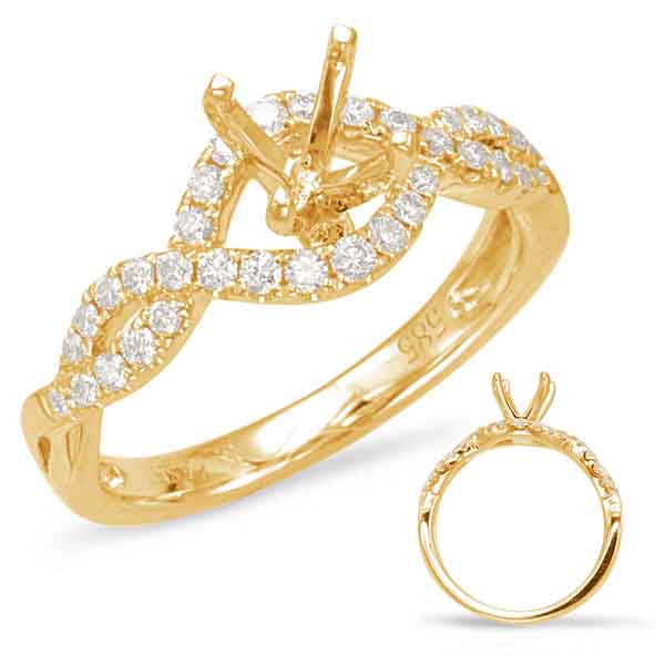 This Engagement Ring  is available in 14K Yellow Gold. There are a total of 34 stones. There are Rounds with a total carat weight of 0.28 set in a Micro Prong setting.