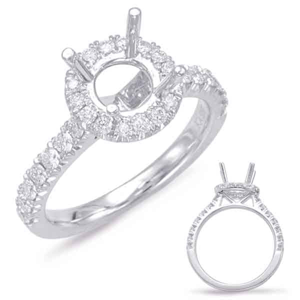 This Engagement Ring  is available in 14K White Gold. There are a total of 30 stones. There are Rounds with a total carat weight of 0.65 set in a Micro Prong setting.
