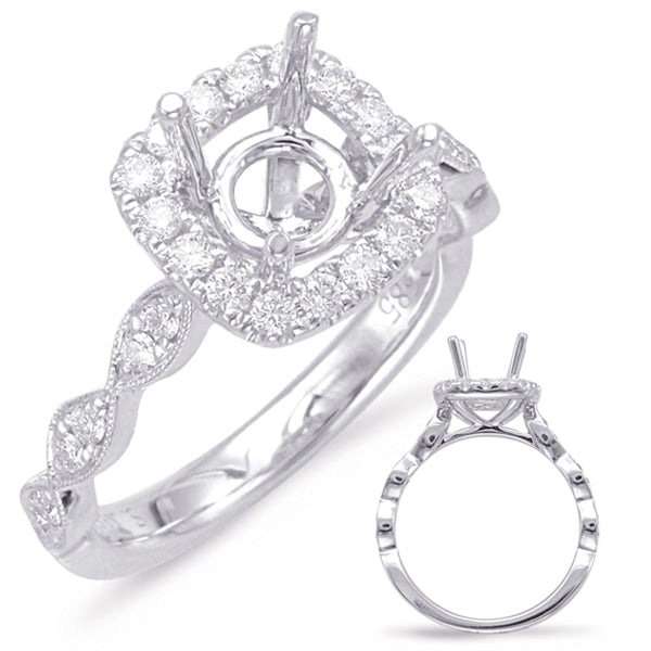 This Engagement Ring  is available in 14K White Gold. There are a total of 28 stones. There are Rounds with a total carat weight of 0.5 set in a Micro Pave|Micro Prong setting.