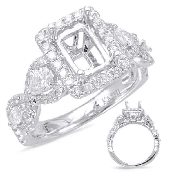 This Engagement Ring  is available in 14K White Gold. There are a total of 82 stones. There are Marquise with a total carat weight of 0.1 set in a Micro Prong|Prong Set setting.There are Pear Shape stones with a total carat weight of 0.31 set in a Micro Prong|Prong Set.
