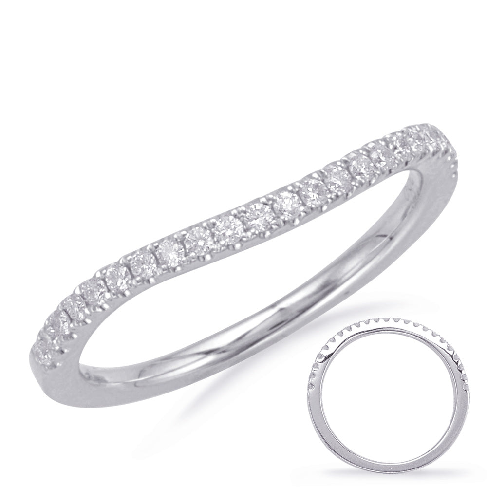 This Band is available in 14K White Gold. There are a total of 23 stones. There are Round with a total carat weight of 0.18 set in a Micro Prong setting.