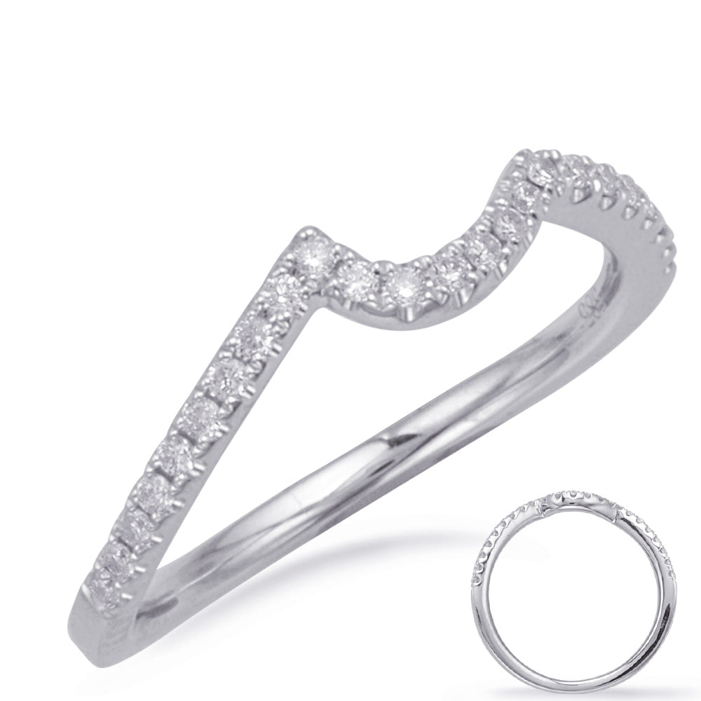 This Band is available in 14K White Gold. There are a total of 24 stones. There are Round with a total carat weight of 0.16 set in a Micro Prong|Prong Set setting.