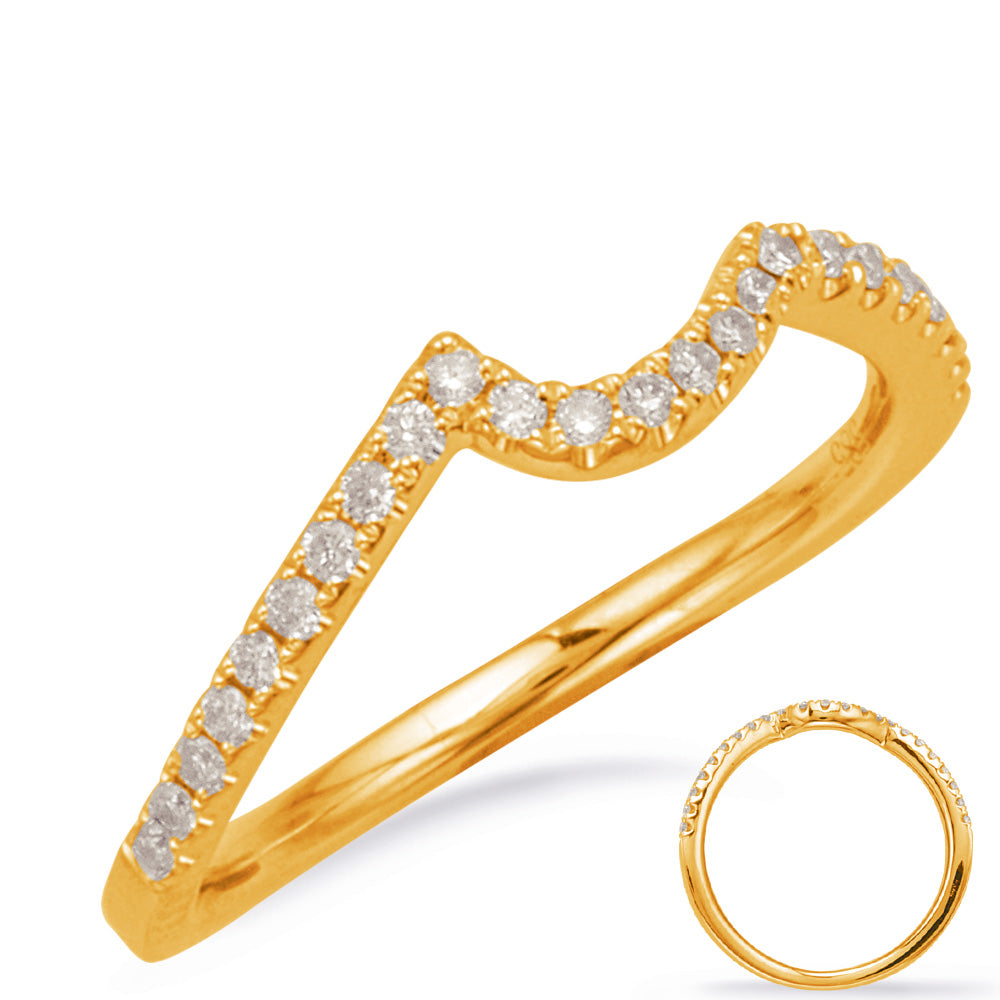 This Band is available in 14K Yellow Gold. There are a total of 24 stones. There are Round with a total carat weight of 0.16 set in a Micro Prong|Prong Set setting.