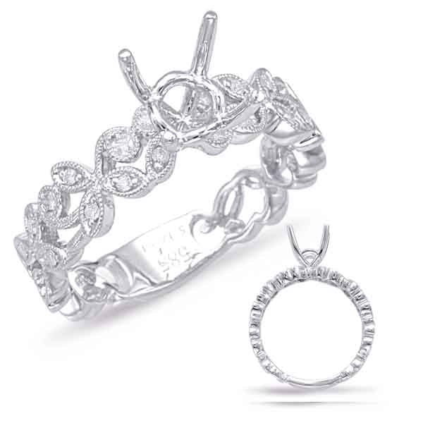 This Engagement Ring  is available in 14K White Gold. There are a total of 20 stones. There are Rounds with a total carat weight of 0.15 set in a Bezel Set|Micro Prong setting.