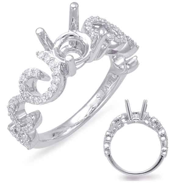 This Engagement Ring  is available in 14K White Gold. There are a total of 68 stones. There are Rounds with a total carat weight of 0.29 set in a Micro Prong setting.
