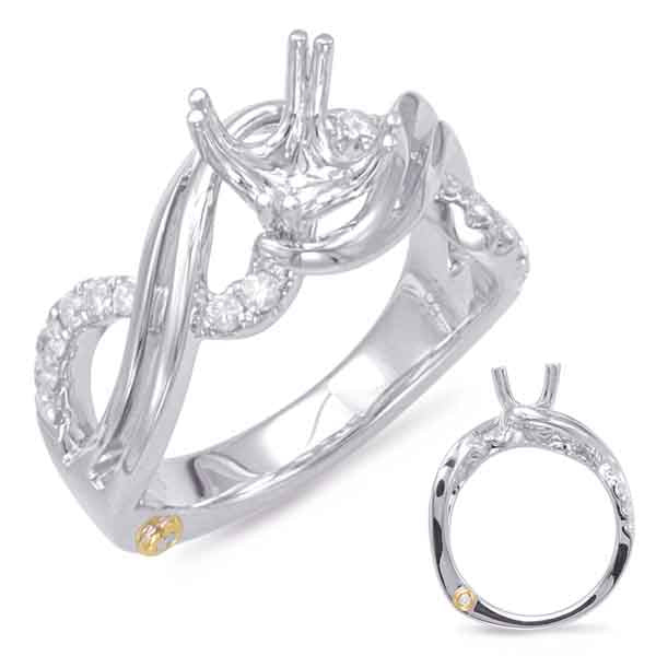 This Engagement Ring  is available in 14K White Gold. There are a total of 20 stones. There are Rounds with a total carat weight of 0.3 set in a Bezel Set|Micro Prong setting.