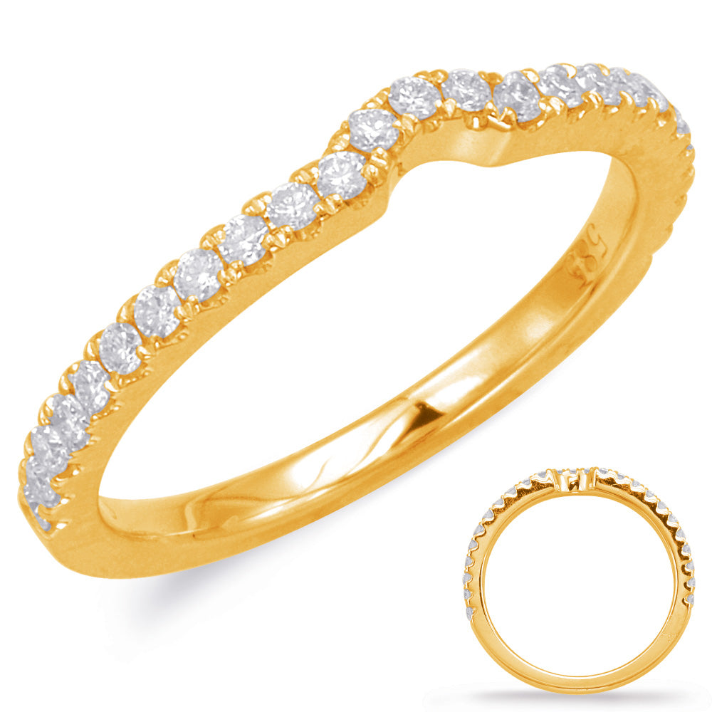 This Band is available in 14K Yellow Gold. There are a total of 29 stones. There are Round with a total carat weight of 0.3 set in a Micro Prong setting.