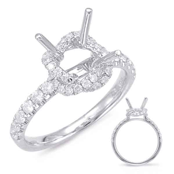 This Engagement Ring  is available in 14K White Gold. There are a total of 48 stones. There are Rounds with a total carat weight of 0.4 set in a Micro Prong|Prong Set setting.