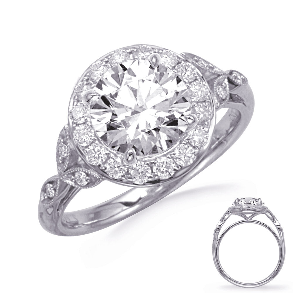 This Engagement Ring  is available in 14K White Gold. There are a total of 22 stones. There are Rounds with a total carat weight of 0.3 set in a Micro Pave|Micro Prong setting.
