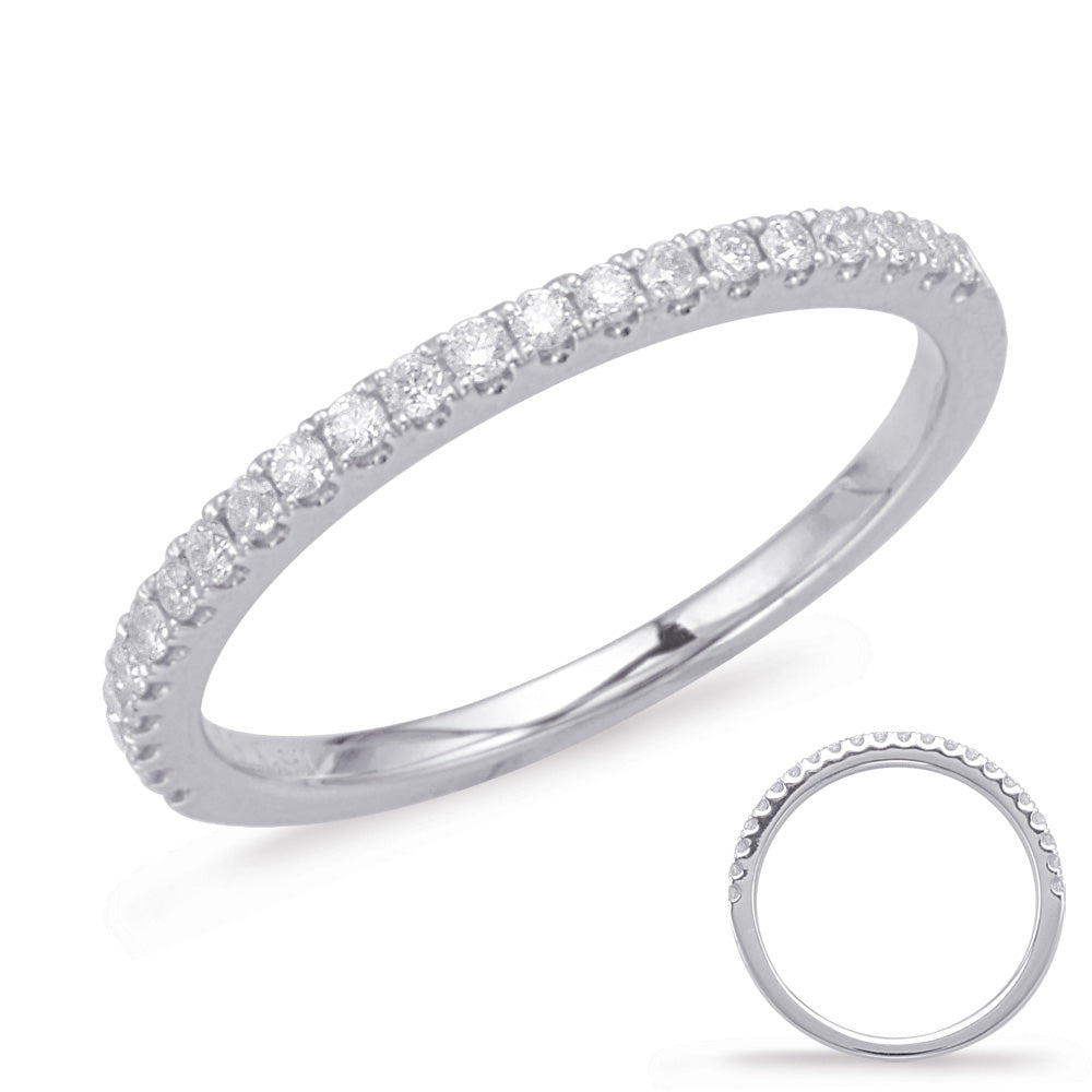 This Band is available in 14K White Gold. There are a total of 20 stones. There are Round with a total carat weight of 0.31 set in a Micro Prong setting.