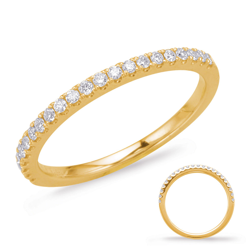 This Band is available in 14K Yellow Gold. There are a total of 20 stones. There are Round with a total carat weight of 0.31 set in a Micro Prong setting.