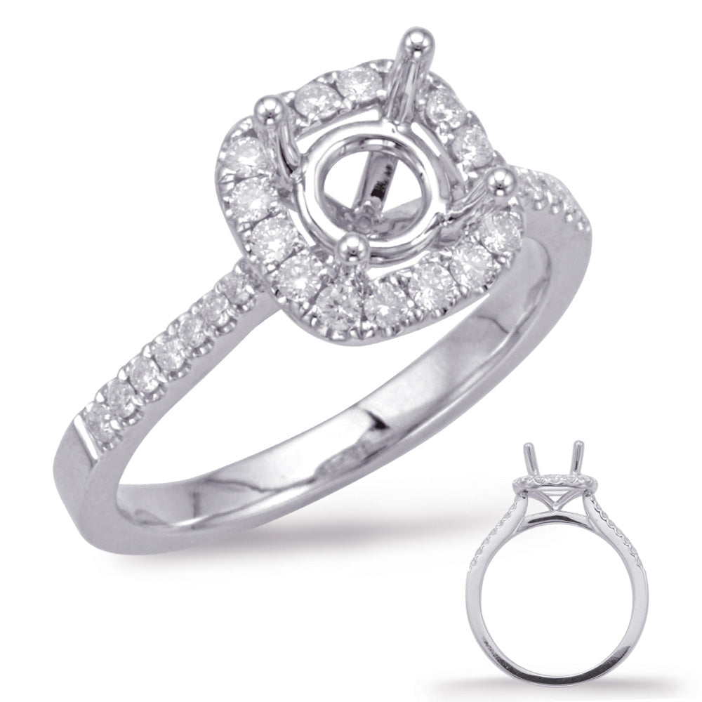 This Engagement Ring  is available in 14K White Gold. There are a total of 32 stones. There are Rounds with a total carat weight of 0.31 set in a Micro Prong|Prong Set setting.