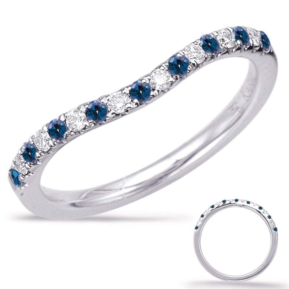 This Gem Stone Ring is available in 14K White Gold. There are a total of 17 stones. There are Rounds with a total carat weight of 0.11 set in a Micro Pave|Prong Set setting.There are Sapphire stones with a total carat weight of 0.17 set in a Micro Pave|Prong Set.