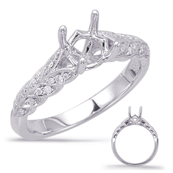 This Engagement Ring  is available in 14K White Gold. There are a total of 28 stones. There are Rounds with a total carat weight of 0.11 set in a Micro Prong|Shared Prongs setting.