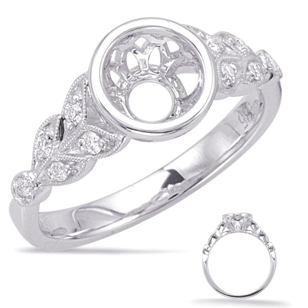 This Engagement Ring  is available in 14K White Gold. There are a total of 10 stones. There are Rounds with a total carat weight of 0.12 set in a Bezel Set|Micro Prong setting.