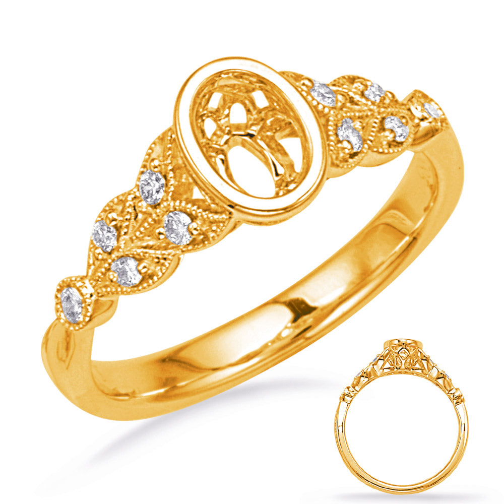 This Engagement Ring  is available in 14K Yellow Gold. There are a total of 10 stones. There are Rounds with a total carat weight of 0.16 set in a Bezel Set|Micro Prong setting.