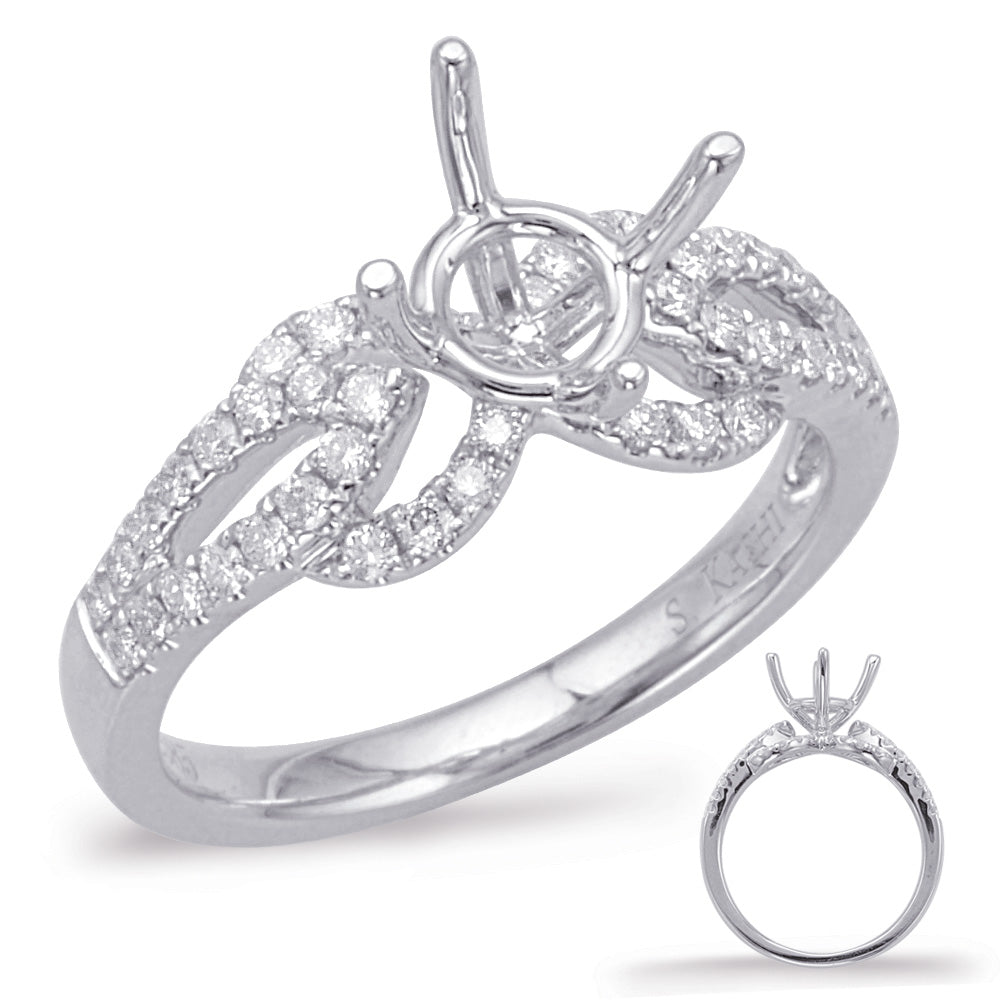 This Engagement Ring  is available in 14K White Gold. There are a total of 46 stones. There are Rounds with a total carat weight of 0.29 set in a Micro Prong setting.