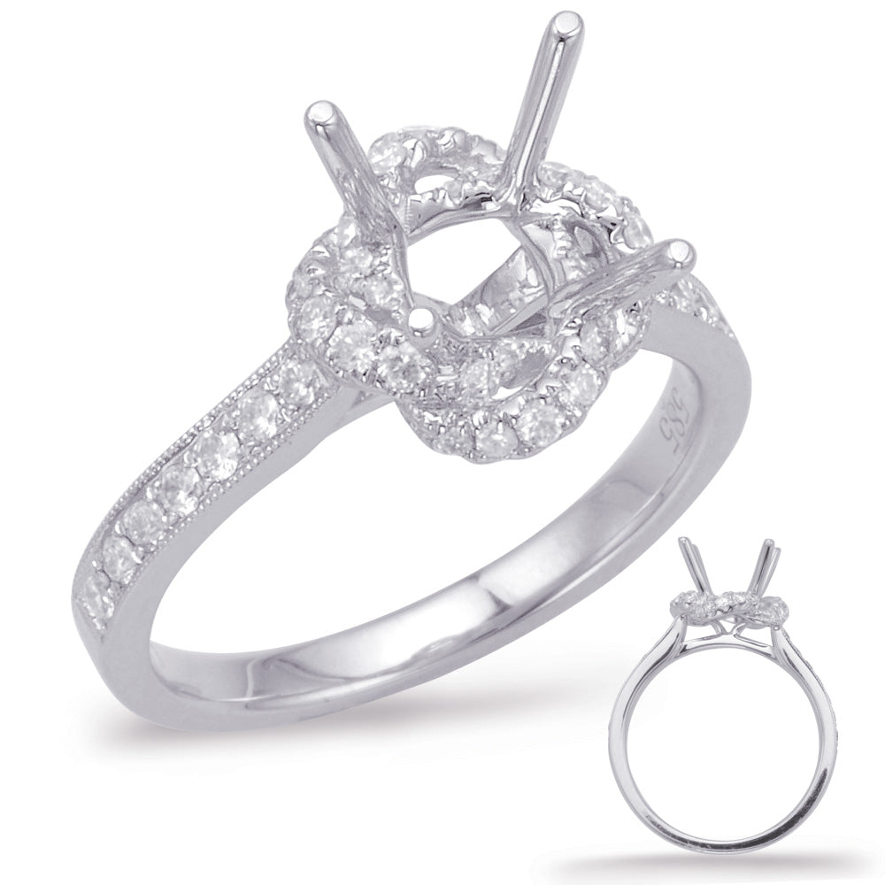 This Engagement Ring  is available in 14K White Gold. There are a total of 42 stones. There are Rounds with a total carat weight of 0.33 set in a Micro Prong setting.