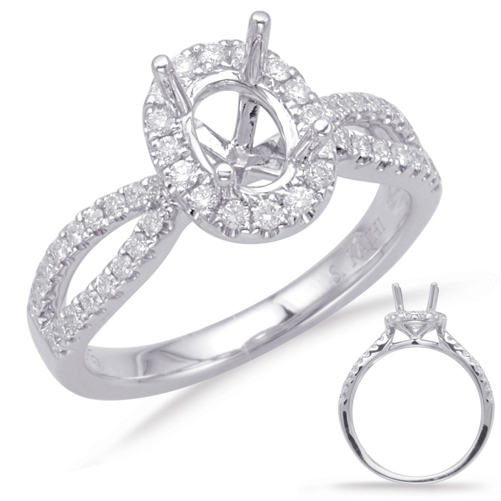 This Engagement Ring  is available in 14K White Gold. There are a total of 52 stones. There are Rounds with a total carat weight of 0.42 set in a Micro Prong setting.