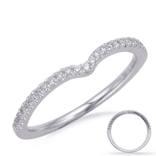This Band is available in 14K White Gold. There are a total of 25 stones. There are Round with a total carat weight of 0.16 set in a Micro Prong setting.