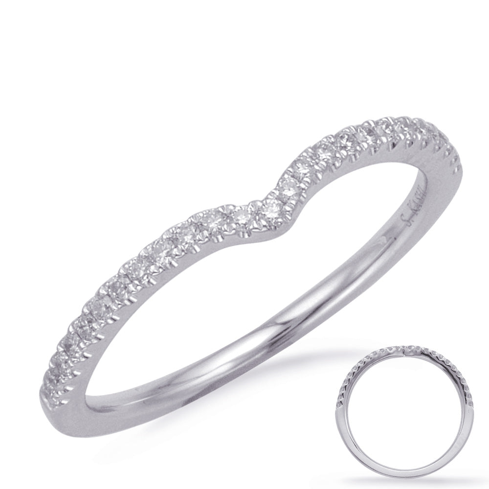 This Band is available in 14K White Gold. There are a total of 25 stones. There are Round with a total carat weight of 0.16 set in a Micro Prong setting.