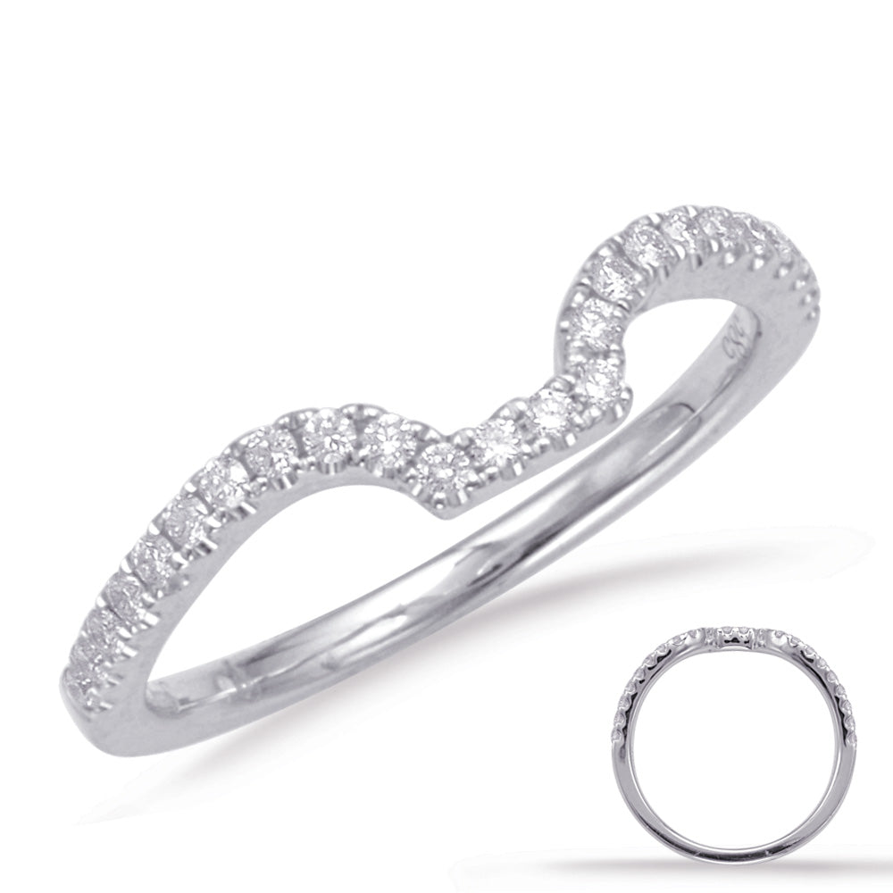 This Band is available in 14K White Gold. There are a total of 23 stones. There are Round with a total carat weight of 0.18 set in a Micro Prong setting.