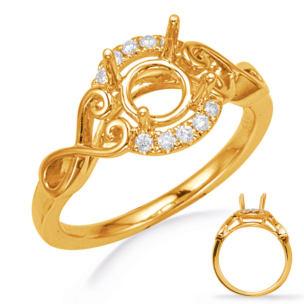 This Engagement Ring  is available in 14K Yellow Gold. There are a total of 10 stones. There are Rounds with a total carat weight of 0.09 set in a Micro Pave setting.