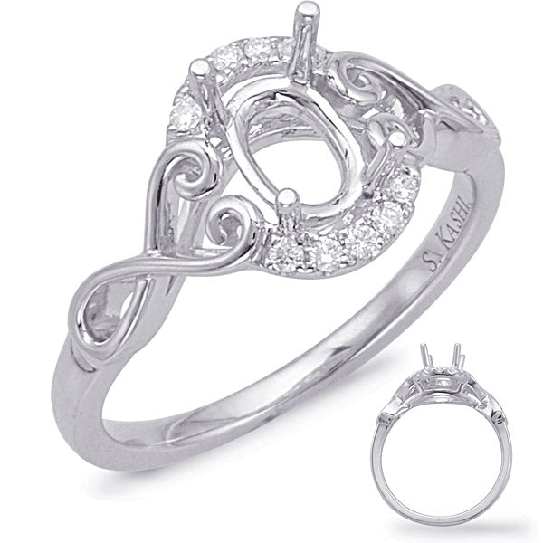 This Engagement Ring  is available in 14K White Gold. There are a total of 10 stones. There are Rounds with a total carat weight of 0.09 set in a Micro Prong setting.
