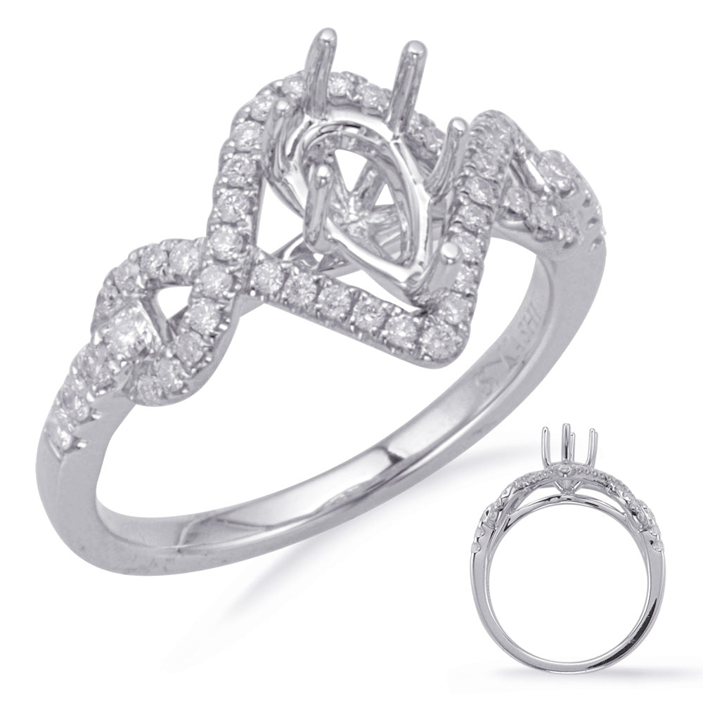 This Engagement Ring  is available in 14K White Gold. There are a total of 48 stones. There are Rounds with a total carat weight of 0.33 set in a Micro Prong setting.