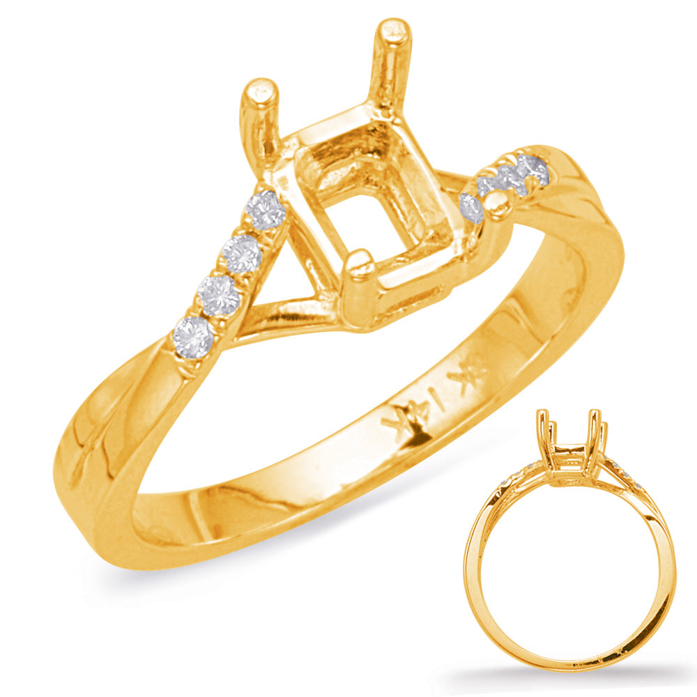 This Engagement Ring  is available in 14K Yellow Gold. There are a total of 8 stones. There are Rounds with a total carat weight of 0.1 set in a Micro Prong|Shared Prongs setting.
