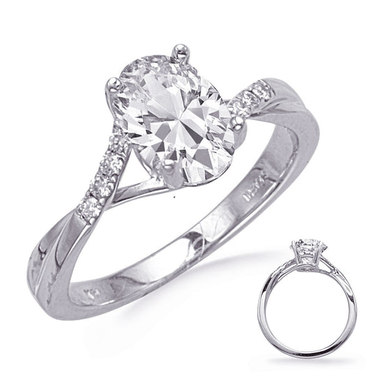 This Engagement Ring  is available in 14K White Gold. There are a total of 8 stones. There are Rounds with a total carat weight of 0.1 set in a Micro Prong|Shared Prongs setting.