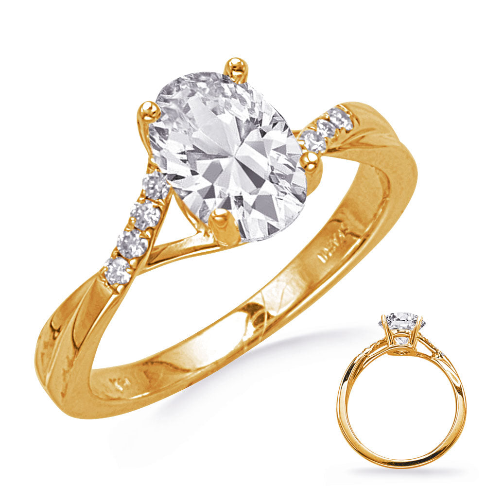 This Engagement Ring  is available in 14K Yellow Gold. There are a total of 8 stones. There are Rounds with a total carat weight of 0.1 set in a Micro Prong|Shared Prongs setting.