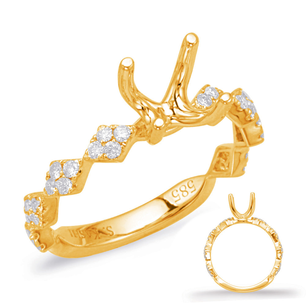 This Engagement Ring  is available in 14K Yellow Gold. There are a total of 32 stones. There are Rounds with a total carat weight of 0.32 set in a Micro Prong setting.