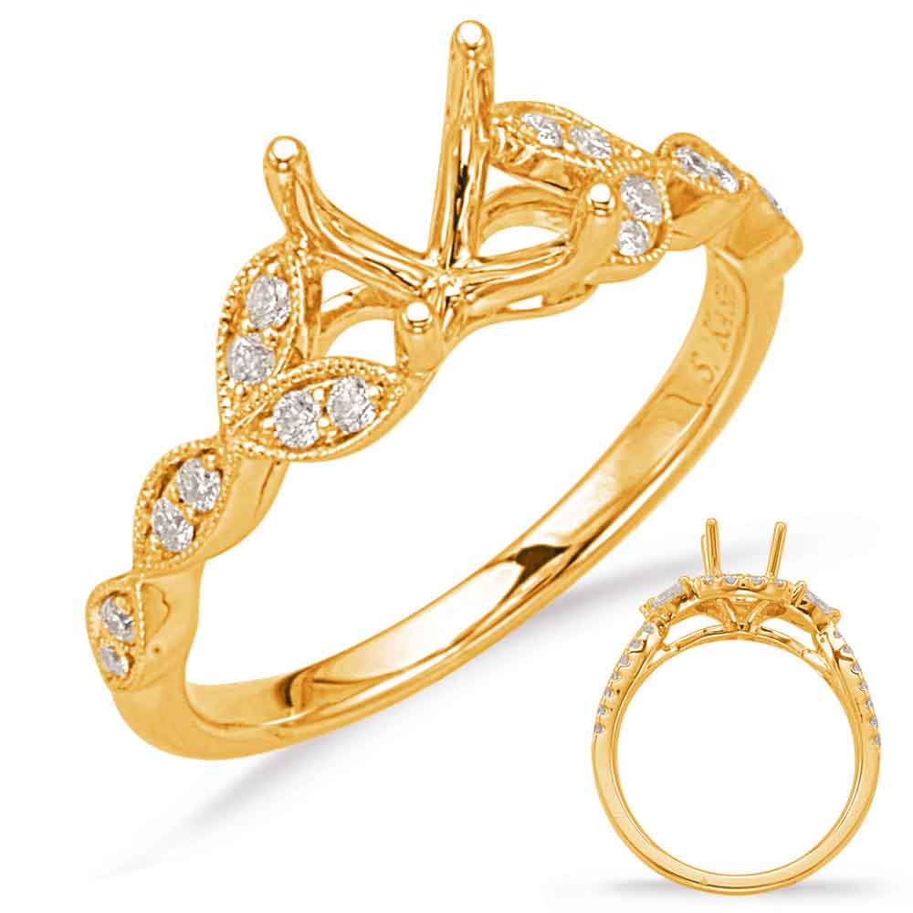 This Engagement Ring  is available in 14K Yellow Gold. There are a total of 16 stones. There are Rounds with a total carat weight of 0.13 set in a Micro Prong|Shared Prongs setting.