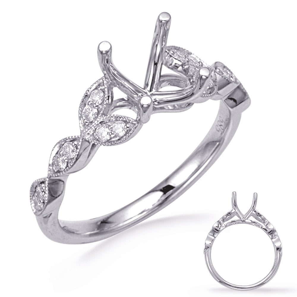 This Engagement Ring  is available in 14K White Gold. There are a total of 16 stones. There are Rounds with a total carat weight of 0.17 set in a Micro Prong|Shared Prongs setting.