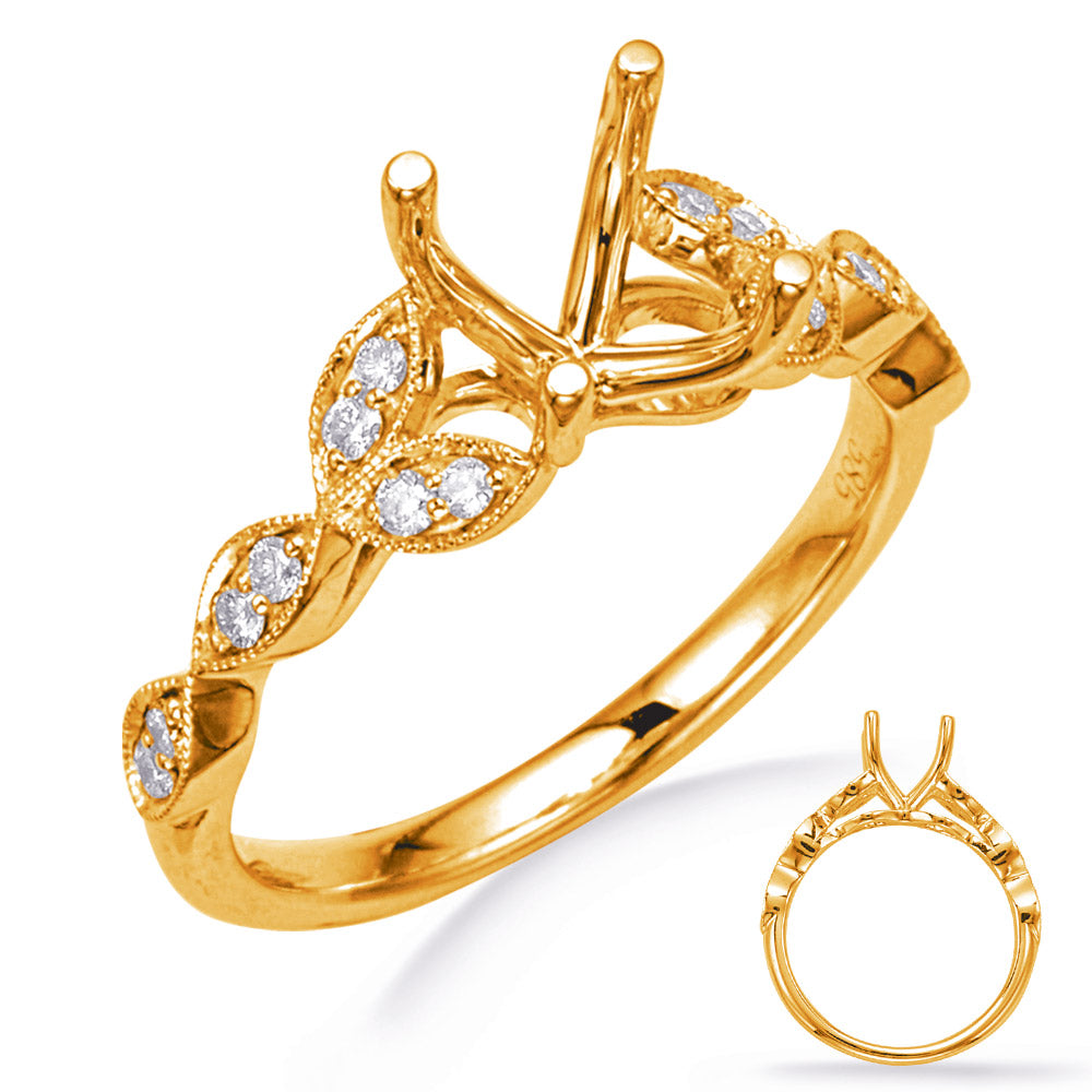 This Engagement Ring  is available in 14K Yellow Gold. There are a total of 16 stones. There are Rounds with a total carat weight of 0.17 set in a Micro Prong|Shared Prongs setting.