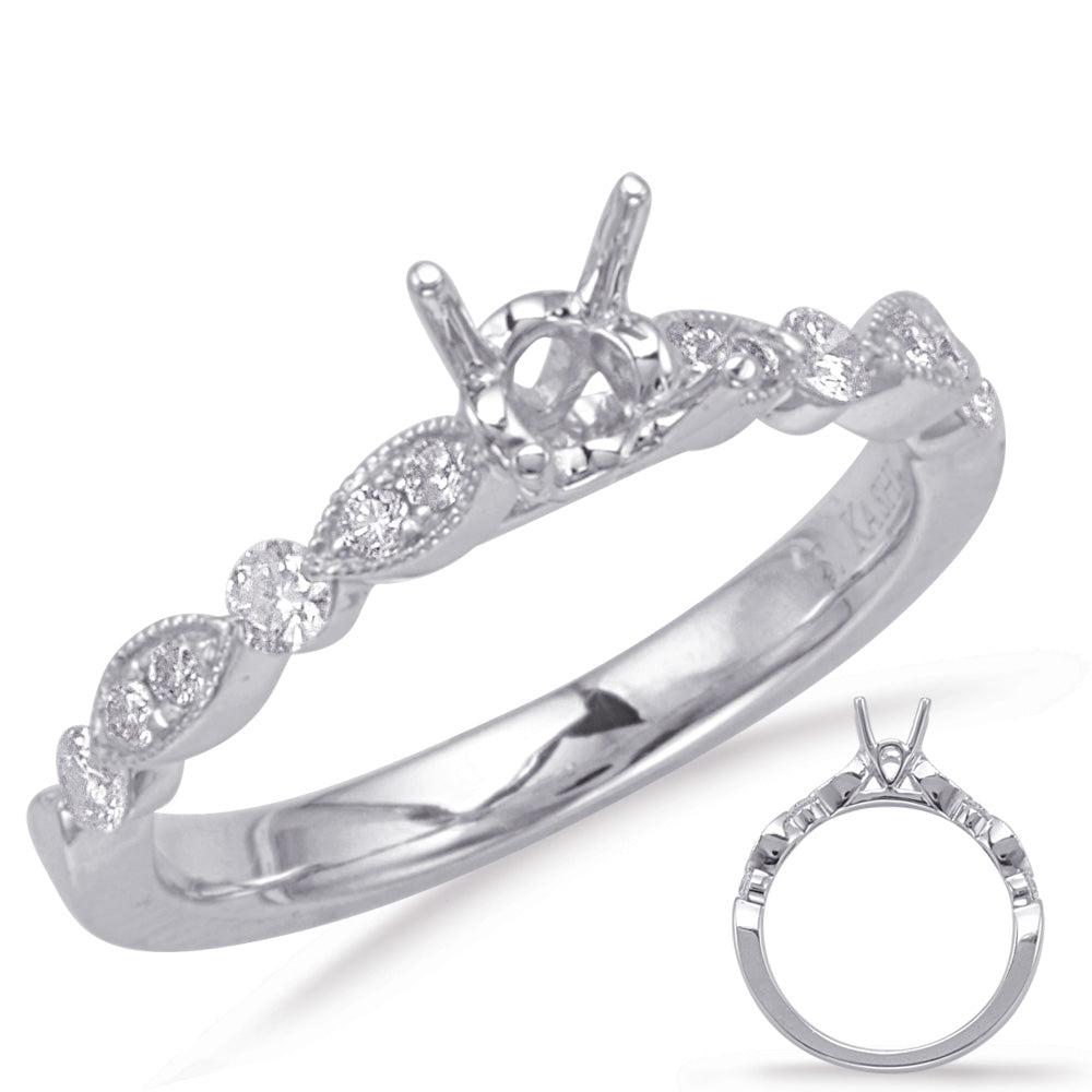 This Engagement Ring  is available in 14K White Gold. There are a total of 12 stones. There are Rounds with a total carat weight of 0.29 set in a Micro Prong|Prong Set setting.
