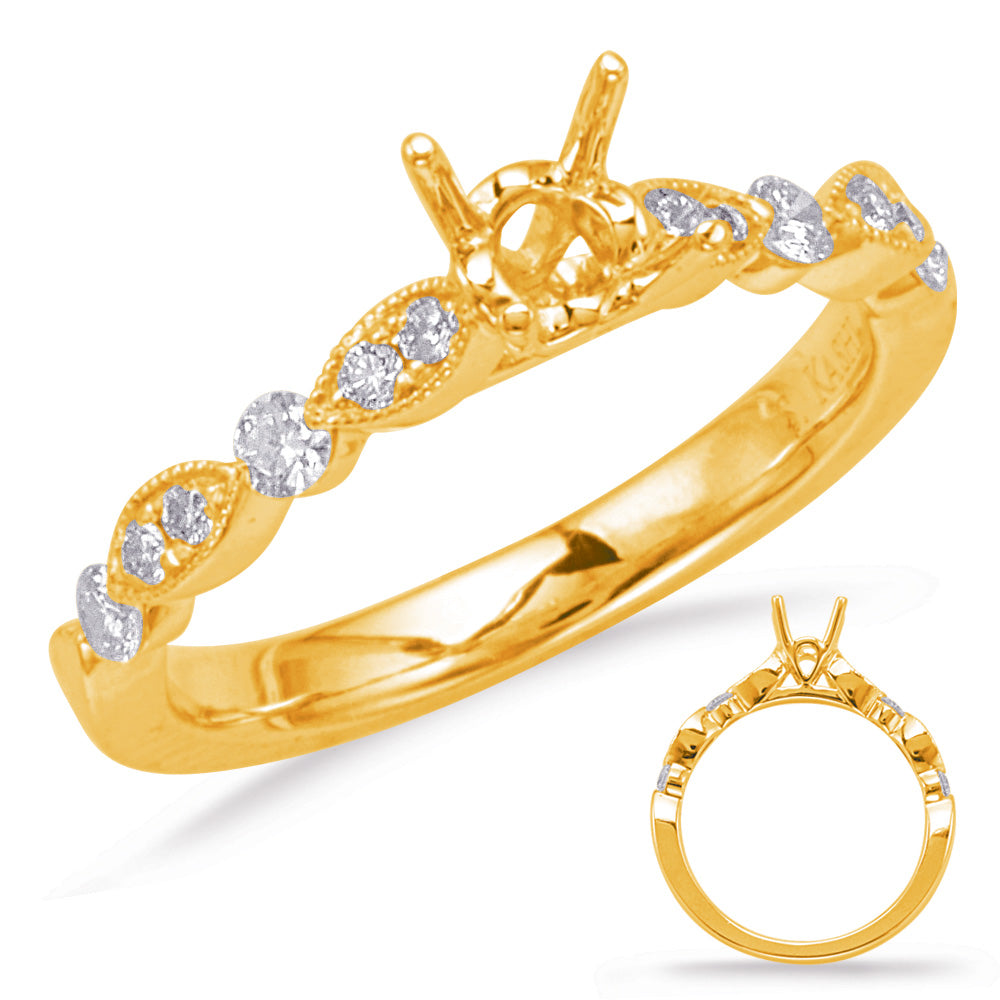 This Engagement Ring  is available in 14K Yellow Gold. There are a total of 12 stones. There are Rounds with a total carat weight of 0.29 set in a Micro Prong|Prong Set setting.