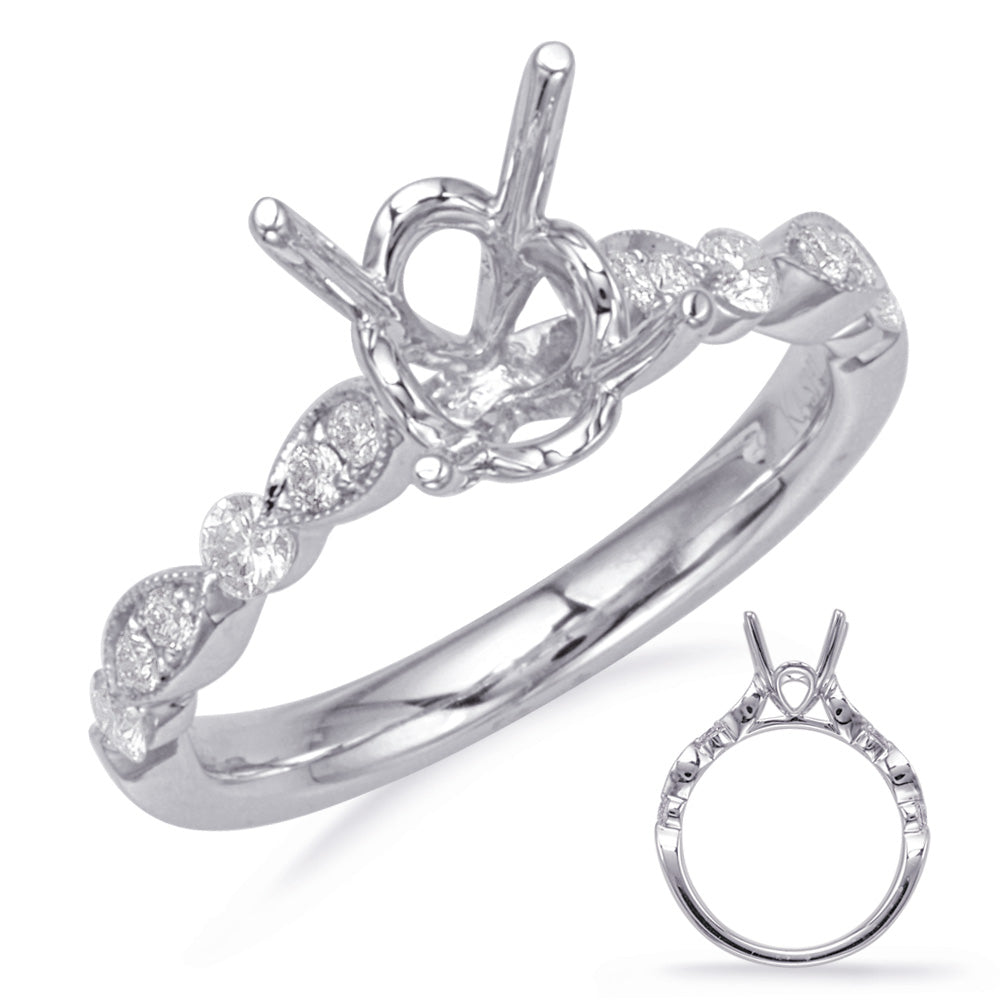 This Engagement Ring  is available in 14K White Gold. There are a total of 12 stones. There are Rounds with a total carat weight of 0.28 set in a Micro Prong|Prong Set setting.
