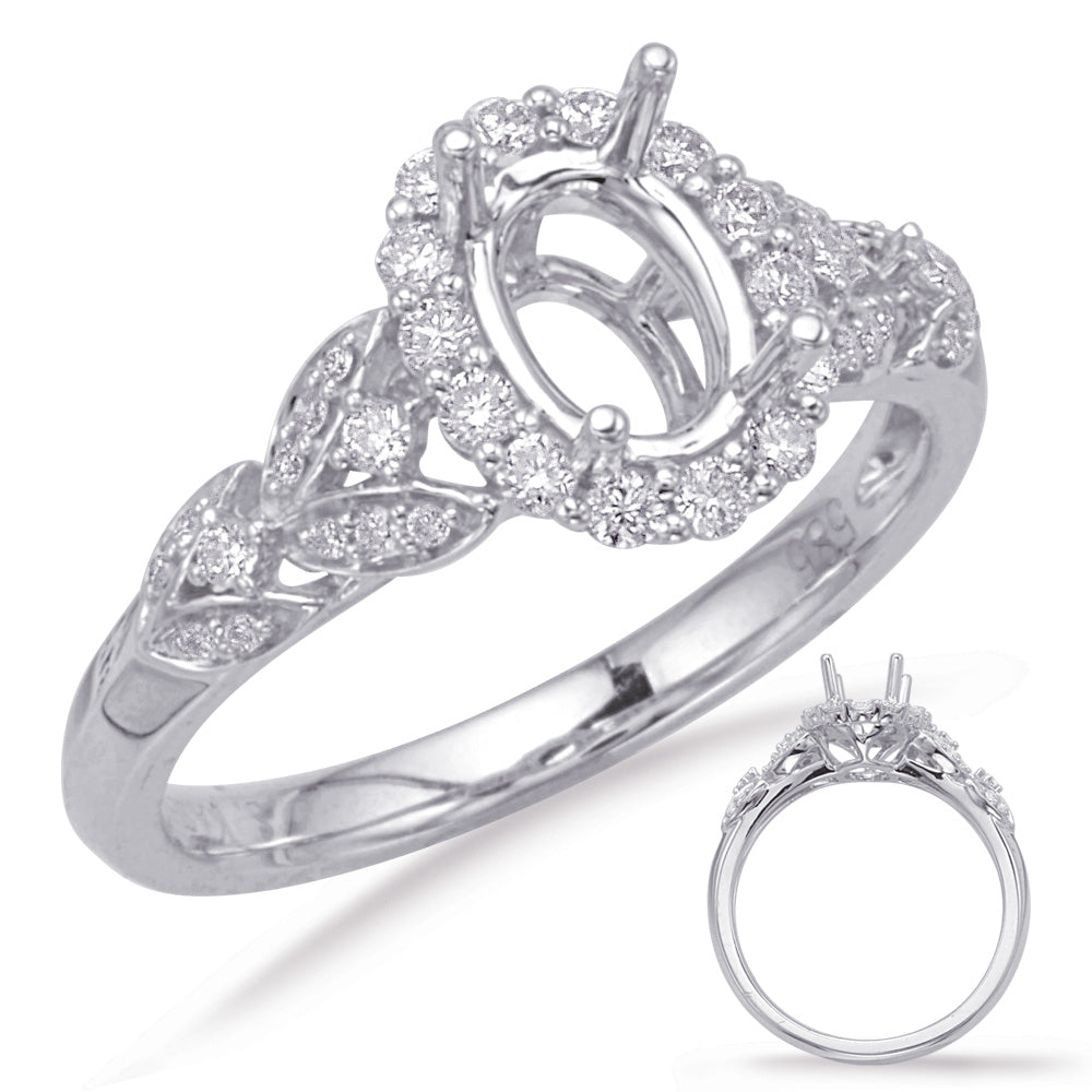 This Engagement Ring  is available in 14K White Gold. There are a total of 40 stones. There are Rounds with a total carat weight of 0.33 set in a Micro Prong|Prong Set|Shared Prongs setting.